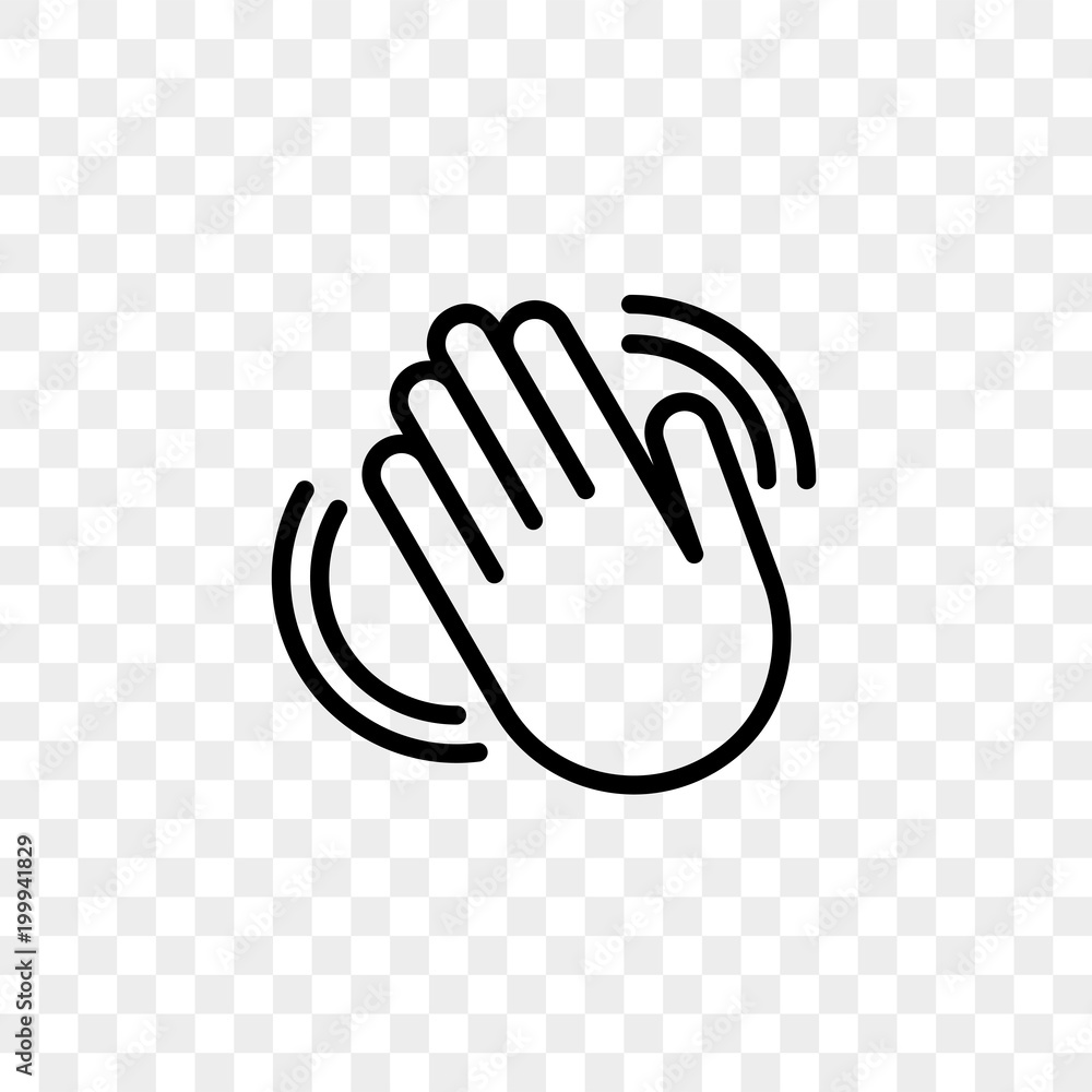 Poster hand waving vector icon of hello welcome or goodbye gesture line isolated on transparent background