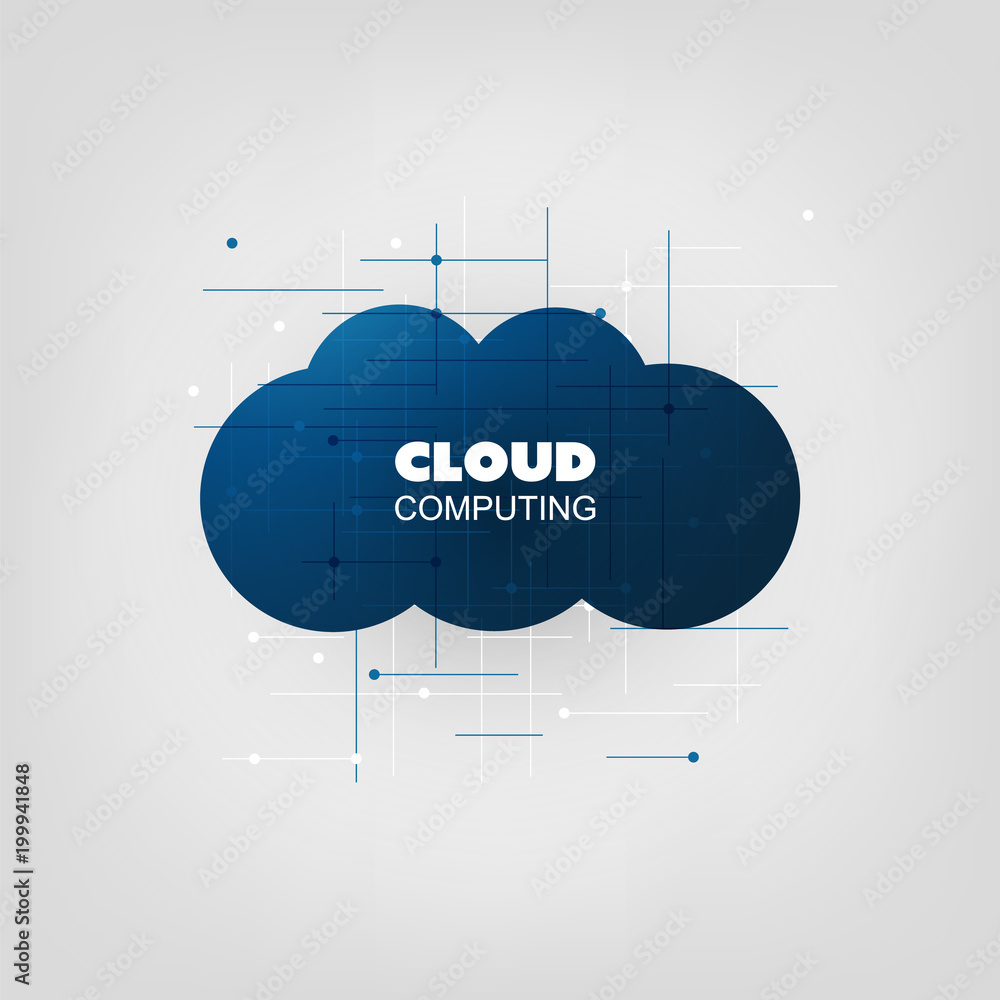 Poster cloud computing design concept - digital network connections, technology background