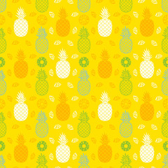 Pineapple fruits seamless summer pattern background vector format