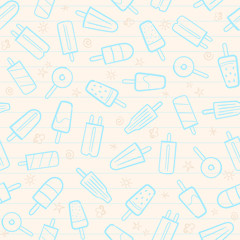 Fototapeta na wymiar Cute seamless summer pattern with variety fruit ice cream background hand-drawn illustration seamless pattern background vector format
