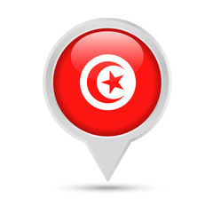 Tunisia Flag Round Pin Vector Icon