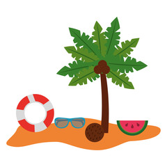 island with palm tree tropical vector illustration design