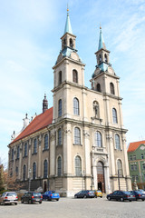 Fototapeta na wymiar The historic Raising of the Holy Cross Church in Brzeg, Silesia, Poland