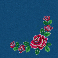 Denim Embroidery Rose