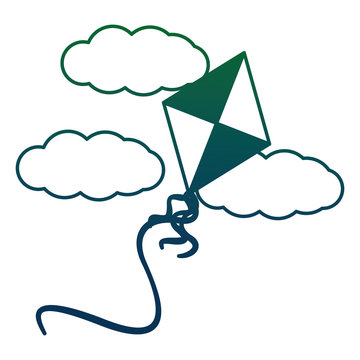 kite flying with clouds vector illustration design