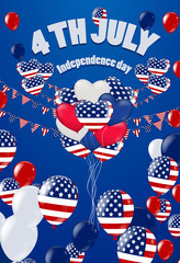 Fourth of July. 4th of July holiday banner. USA Independence Day banner for sale. National American Greeting. Vector with American flags