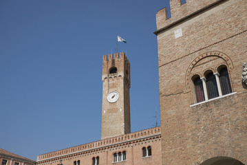 Fototapeta na wymiar Treviso, Italy - March 26, 2018: View of Palazzo dei Trecento and Torre Civica