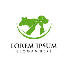 animal healthcare logo template. dog, cat, cow