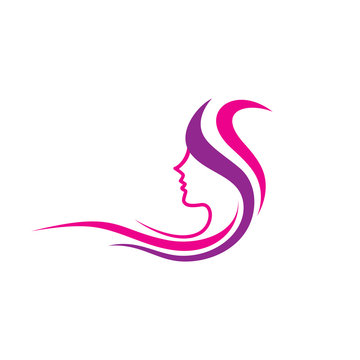 pink purple hair woman profile logo clip art preview