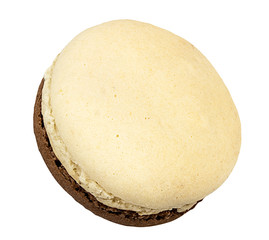 Macaron mint and chocolate isolated on white background with clipping path