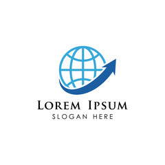 World finance business logo template. globe with arrow vector logo