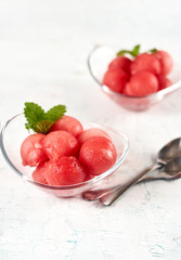 Watermelon cut in small balls for dessert