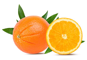 Juicy orange isolated on white background with clipping path