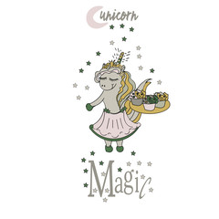 believe in unicorn typography and unicorn illustration vector.Hand drawn with stars, moon. Magic baby poster, banner, card, template for logo