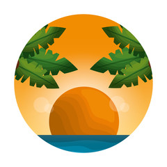 tropical seascape day scene vector illustration design