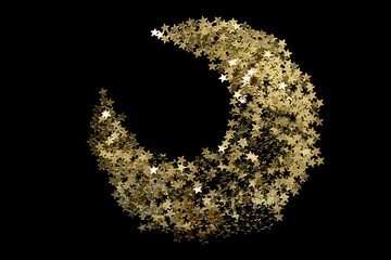 Glitter crescent on black