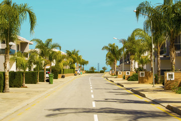Tropical street of small houses