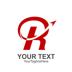Initial letter R logo template colored red arrow up design for business and company identity