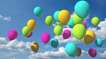 Colorful balloons with blue sky