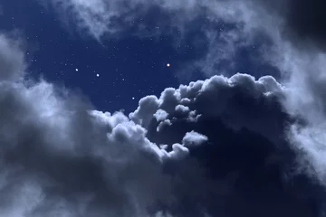 Fotobehang Cloudy night with stars © Zacarias da Mata