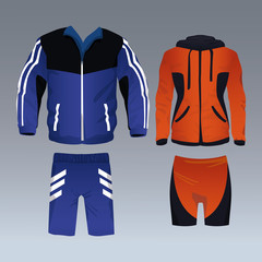 Fitness jacket and pants wear for male and female vector illustration graphic design