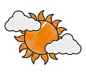 cloud weather climate with sun vector illustration design