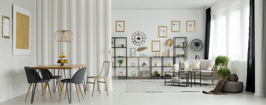 Gold in white living room
