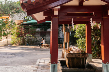 Temizuya water ablution pavilion at Naminoue shrine, Naha, Okinawa