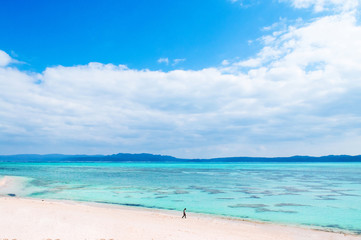 Tourist Kouri beach on Kouri island, Naha, Okinawa, Japan