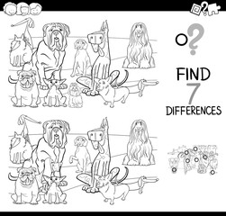 differences game with dogs coloring book