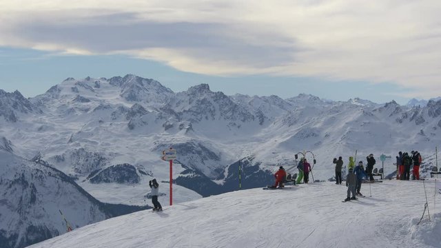 People at La Plagne ski resort