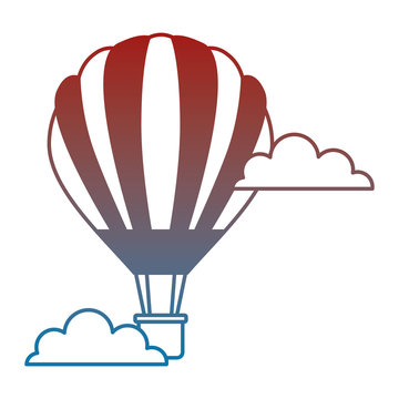 balloon air hot fliying with clouds vector illustration design