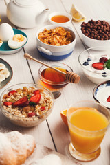 Continental breakfast menu on woden table