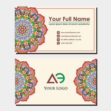 business card or name card with mandala ornament