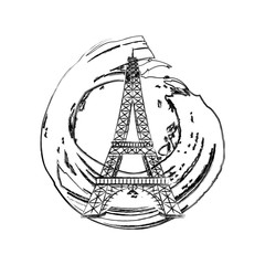 eiffel tower with water mark vector illustration design