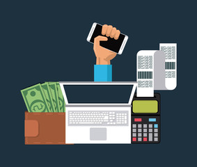 Online mobile payment cartoon elements vector illustration graphic design