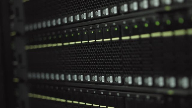 Servers stack with hard drives in datacenter