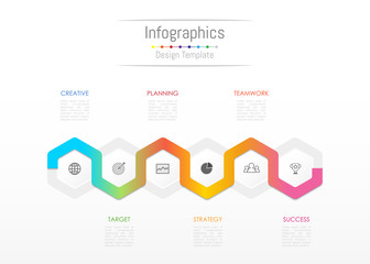 Infographic design elements for your business data with 6 options, parts, steps, timelines or processes. Vector Illustration.