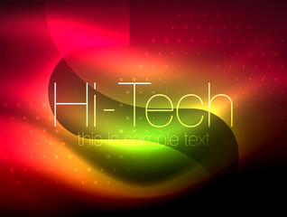 Glittering neon glowin wave, techno modern art abstract background, magical shiny template