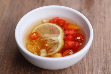 Chili fish sauce with lemon