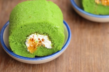 Green roll cake sweet dessert