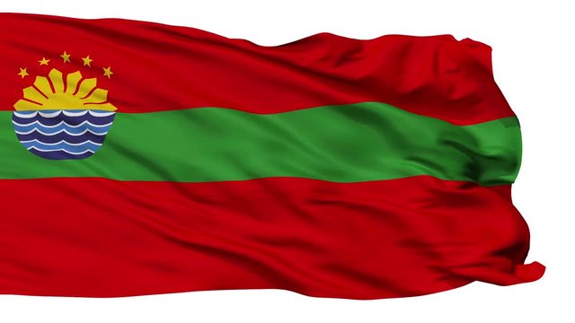 Cavite flag, city of Philippines, realistic animation isolated on white seamless loop - 10 seconds long (alpha channel is included)