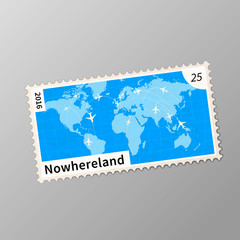 Old post stamp with world map and price