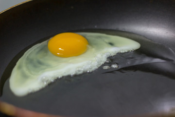 Fried eggs on a pan