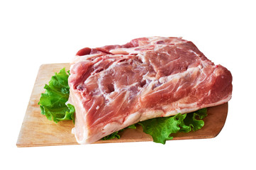 meat with herb parsley isolated on white