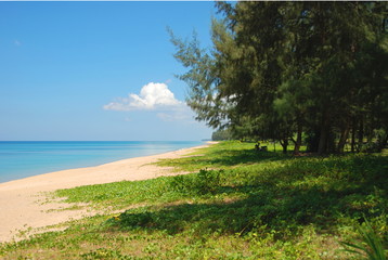 Mai Khao Beach in Sirinat National Park of Phuket Island in Thailand