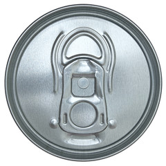 Ring pull can top in closeup isolated on a white background