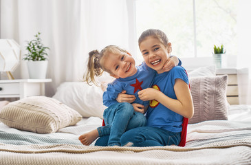 Fototapeta premium children are playing superhero