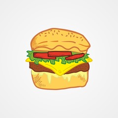 vector of burger, hamburger with soft drink