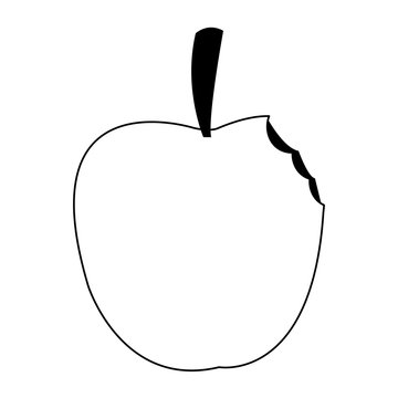 Apple fruit cartoon on black and white colors vector illustration